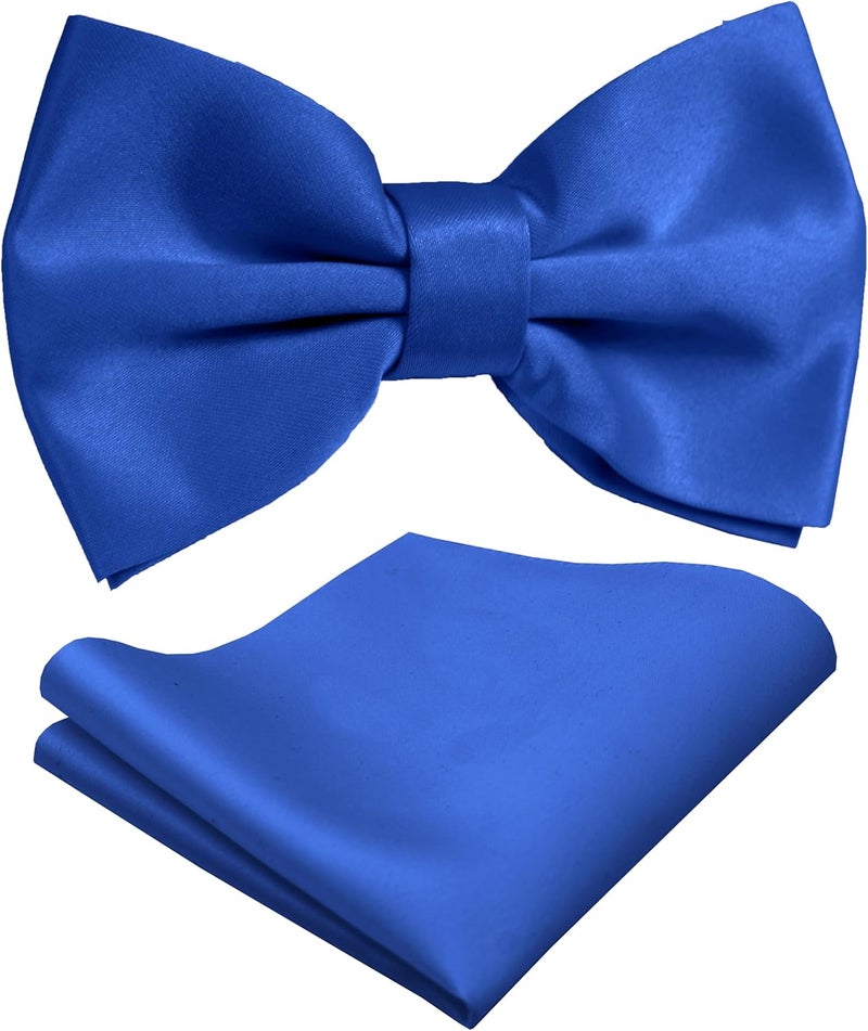 Trilece Bow Ties for Men - Mens Solid Color Formal Pre Tied Bowtie and Pocket Square Sets - Mens Bowties Bow Tie Sets - Image 1